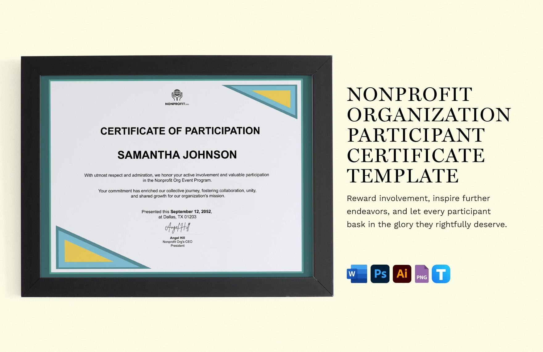 Nonprofit Organization Participant Certificate Template