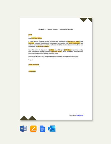 FREE Employee Transfer Letter Inter Company Template - Word | Google ...