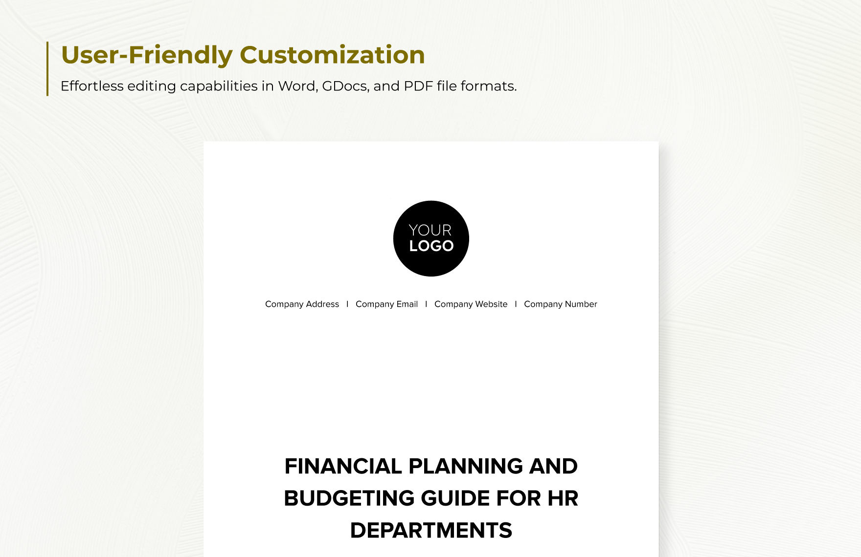 Financial Planning and Budgeting Guide for HR Departments Template
