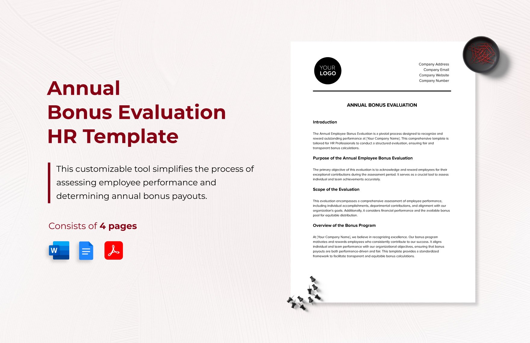 Annual Bonus Evaluation HR Template
