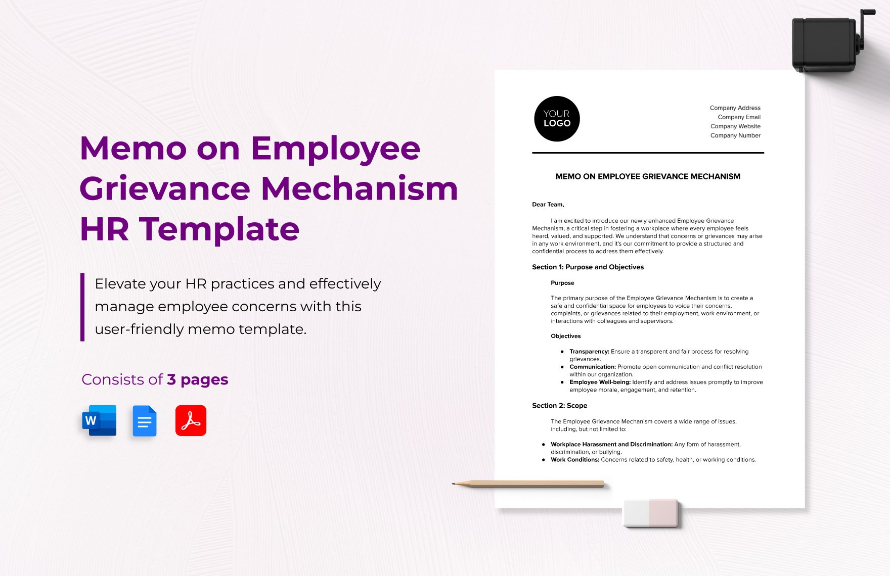 Memo on Employee Grievance Mechanism HR Template