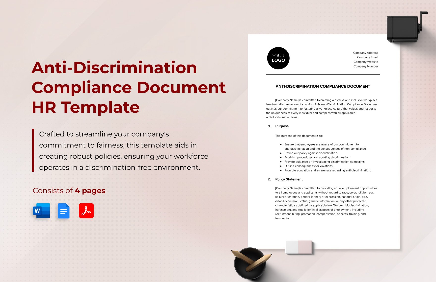 Anti-Discrimination Compliance Document HR Template
