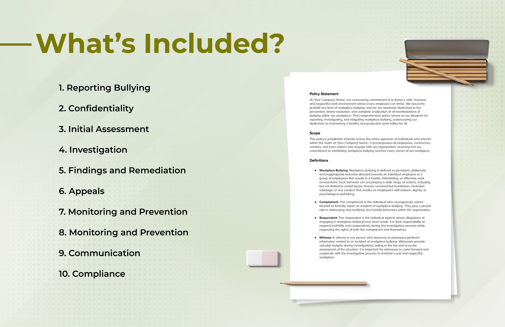 Policy and Procedure for Dealing with Workplace Bullying HR Template