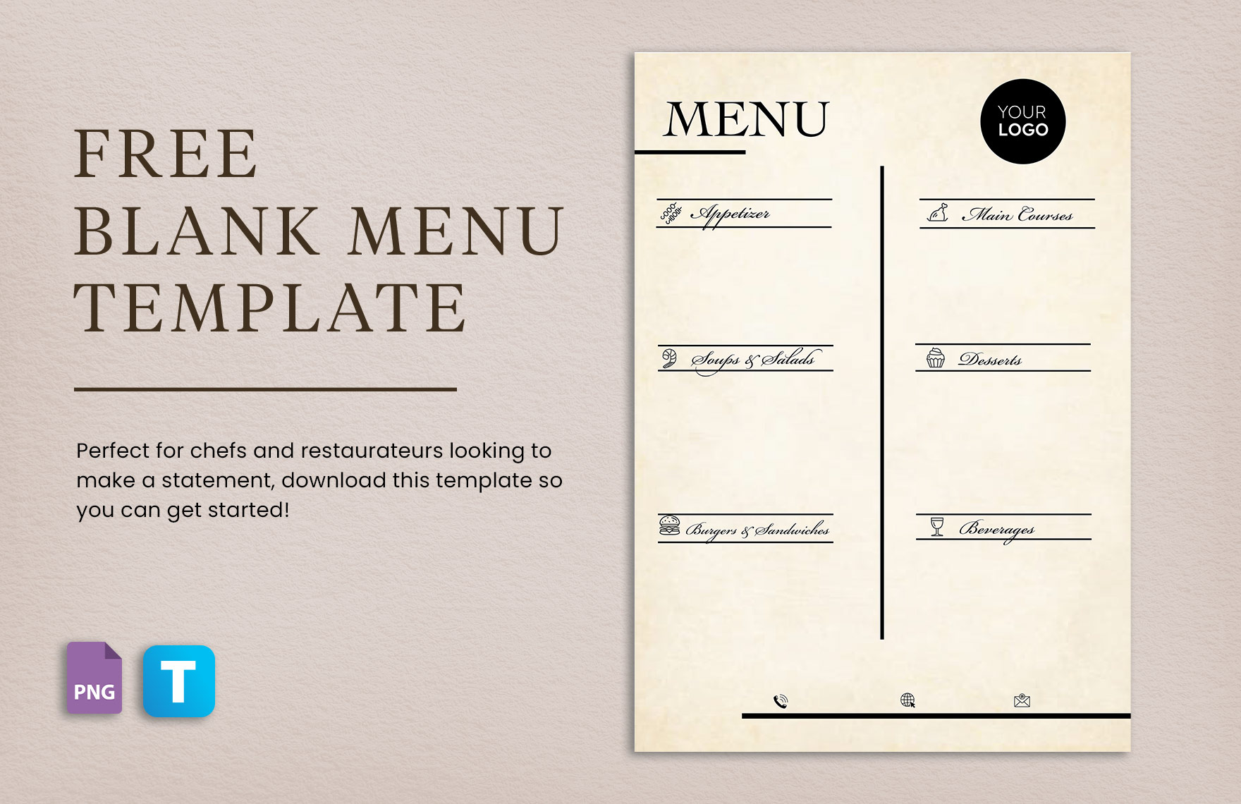 blank menu template free download