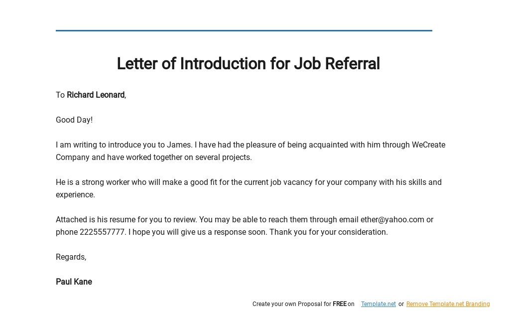 Self Introduction Letter For Job Template - Google Docs, Word ...