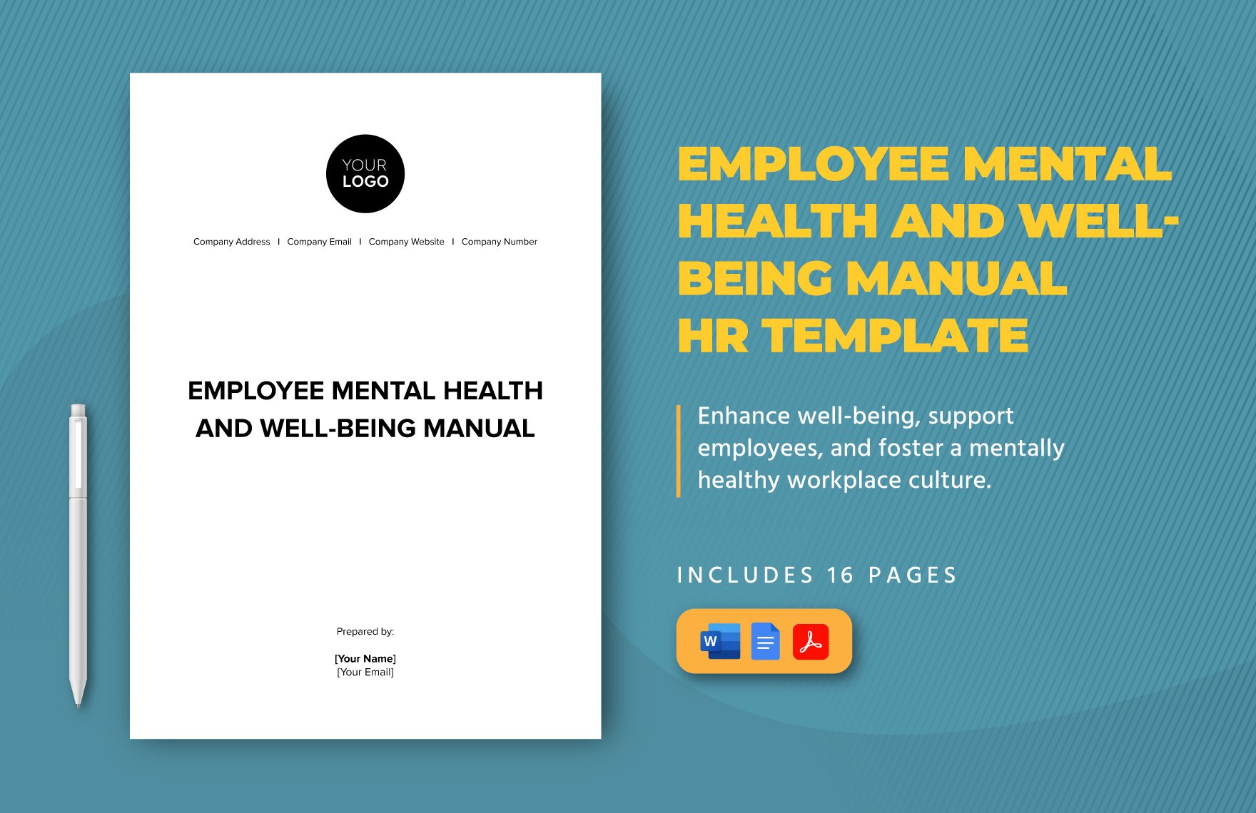 Employee Mental Health and Well-being Manual HR Template