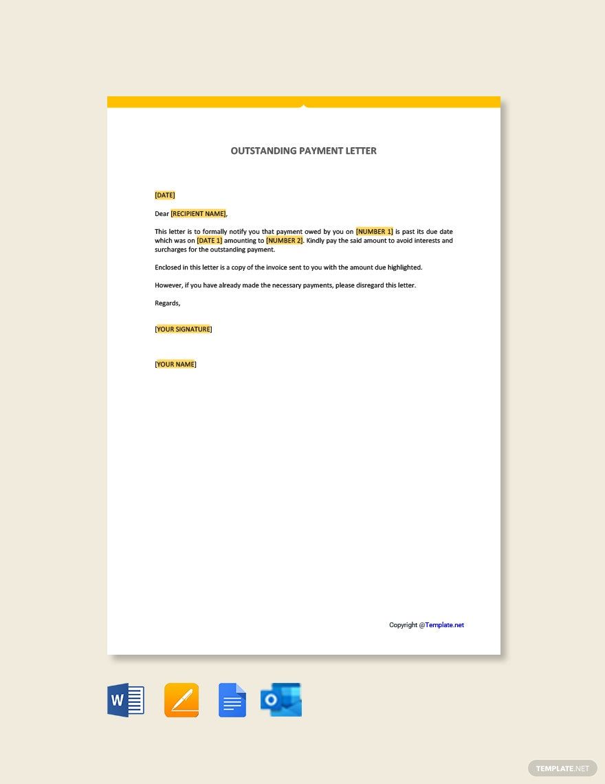 Outstanding Payment Letter in Google Docs, Word, Pages, Outlook, PDF - Download | Template.net