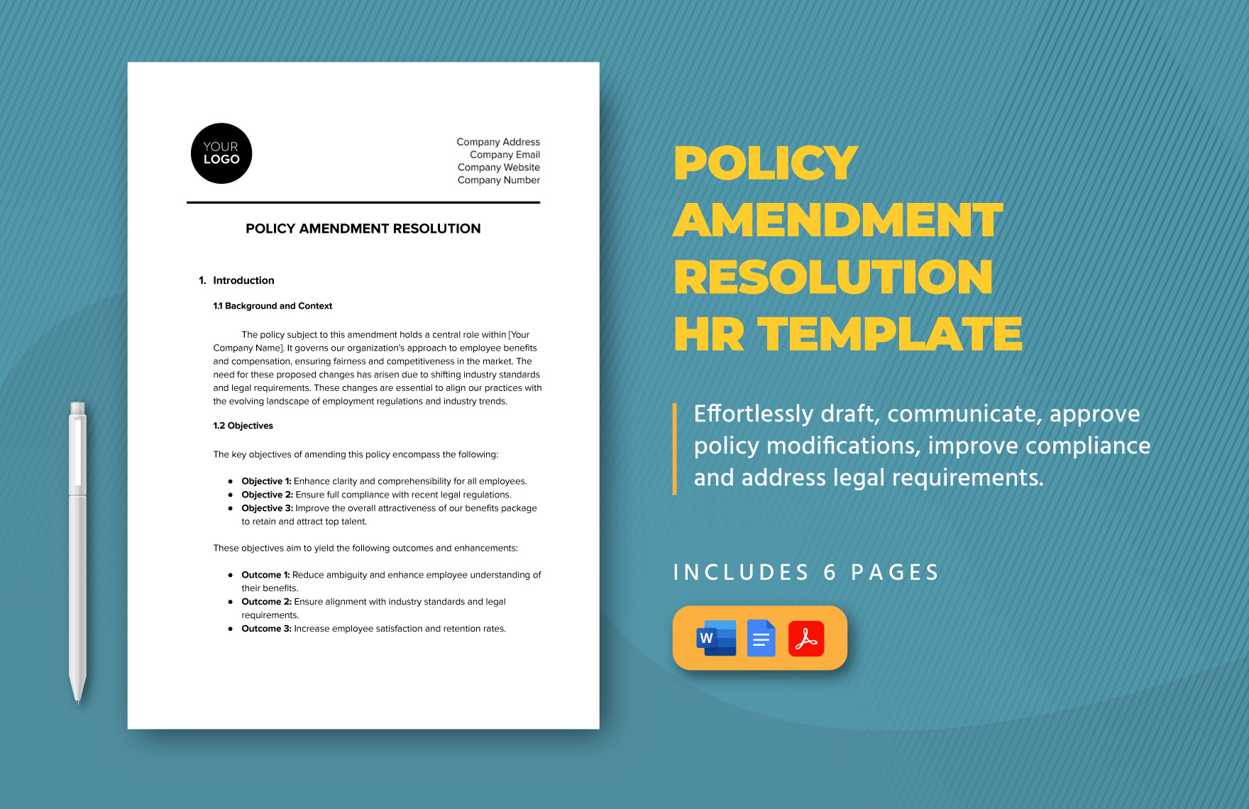 Policy Amendment Resolution HR Template