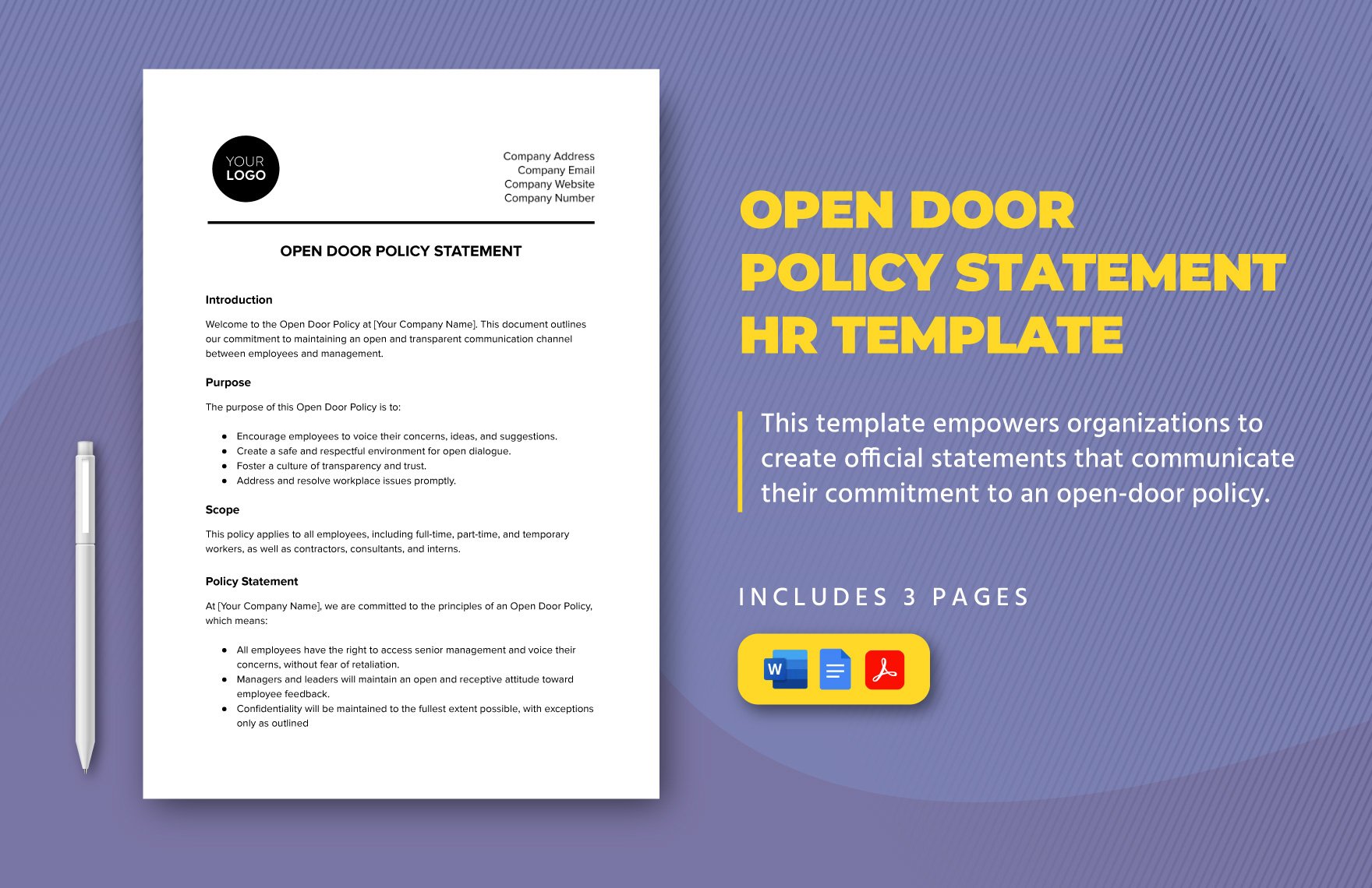 Open Door Policy Statement HR Template