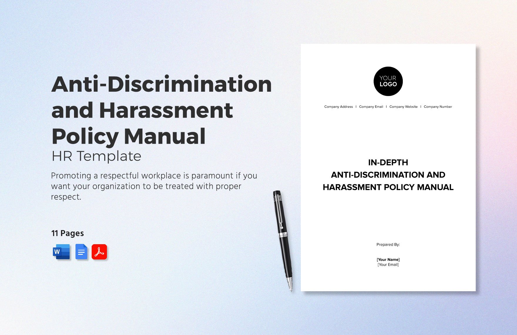 Anti-Discrimination and Harassment Policy Manual HR Template