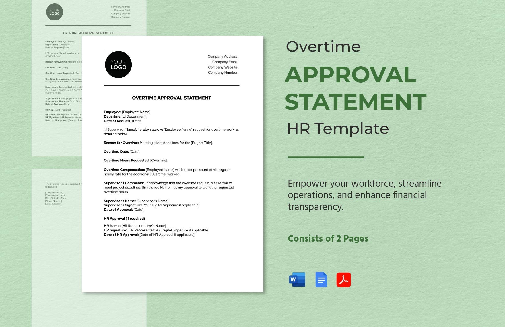Overtime Approval Statement HR Template