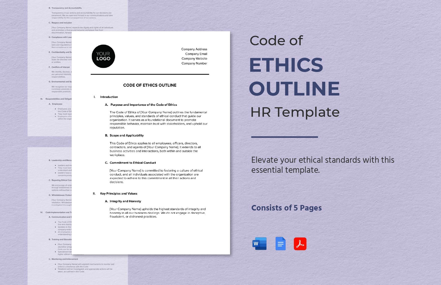 Code of Ethics Outline HR Template