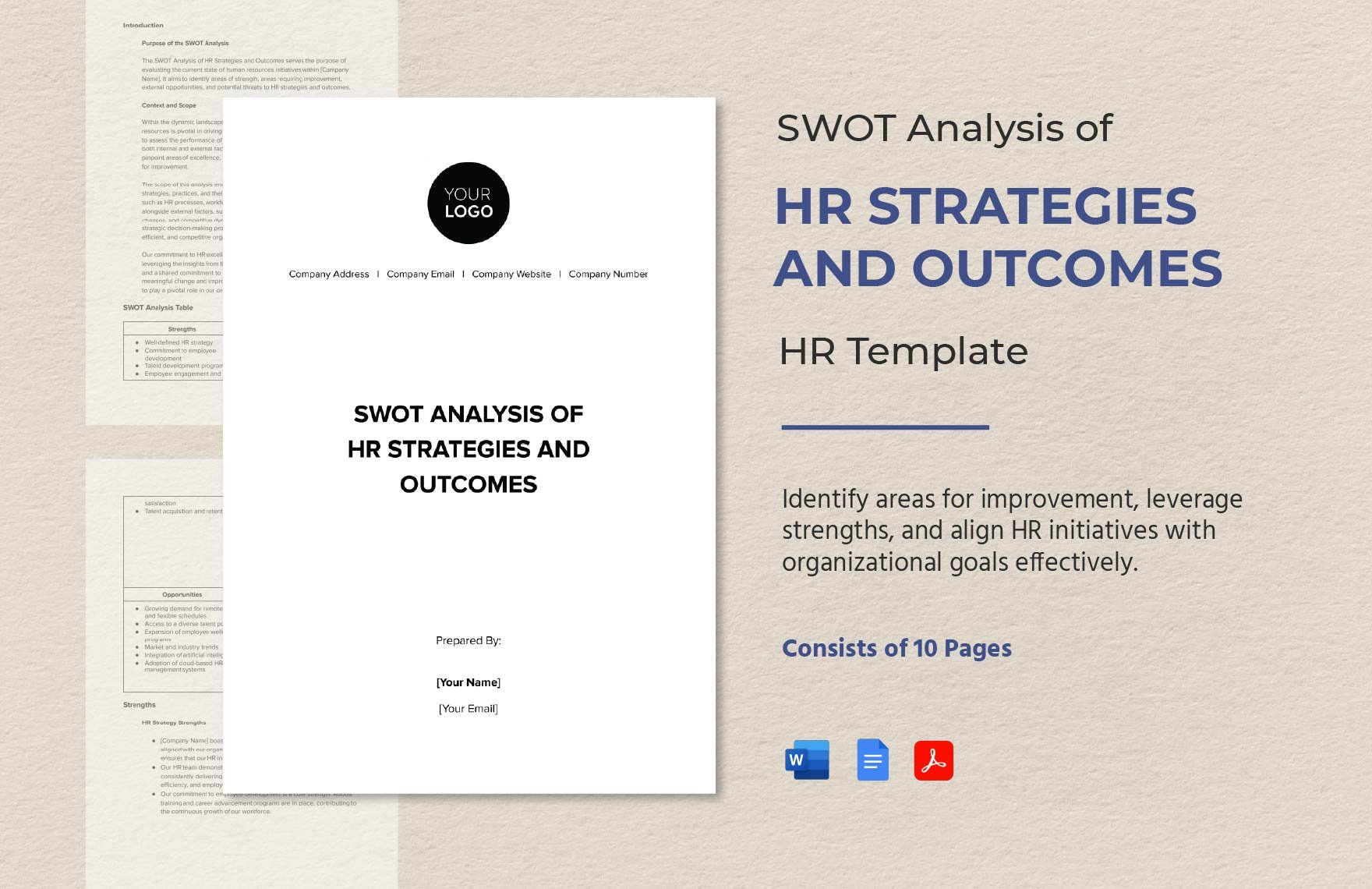 SWOT Analysis of HR Strategies and Outcomes HR Template