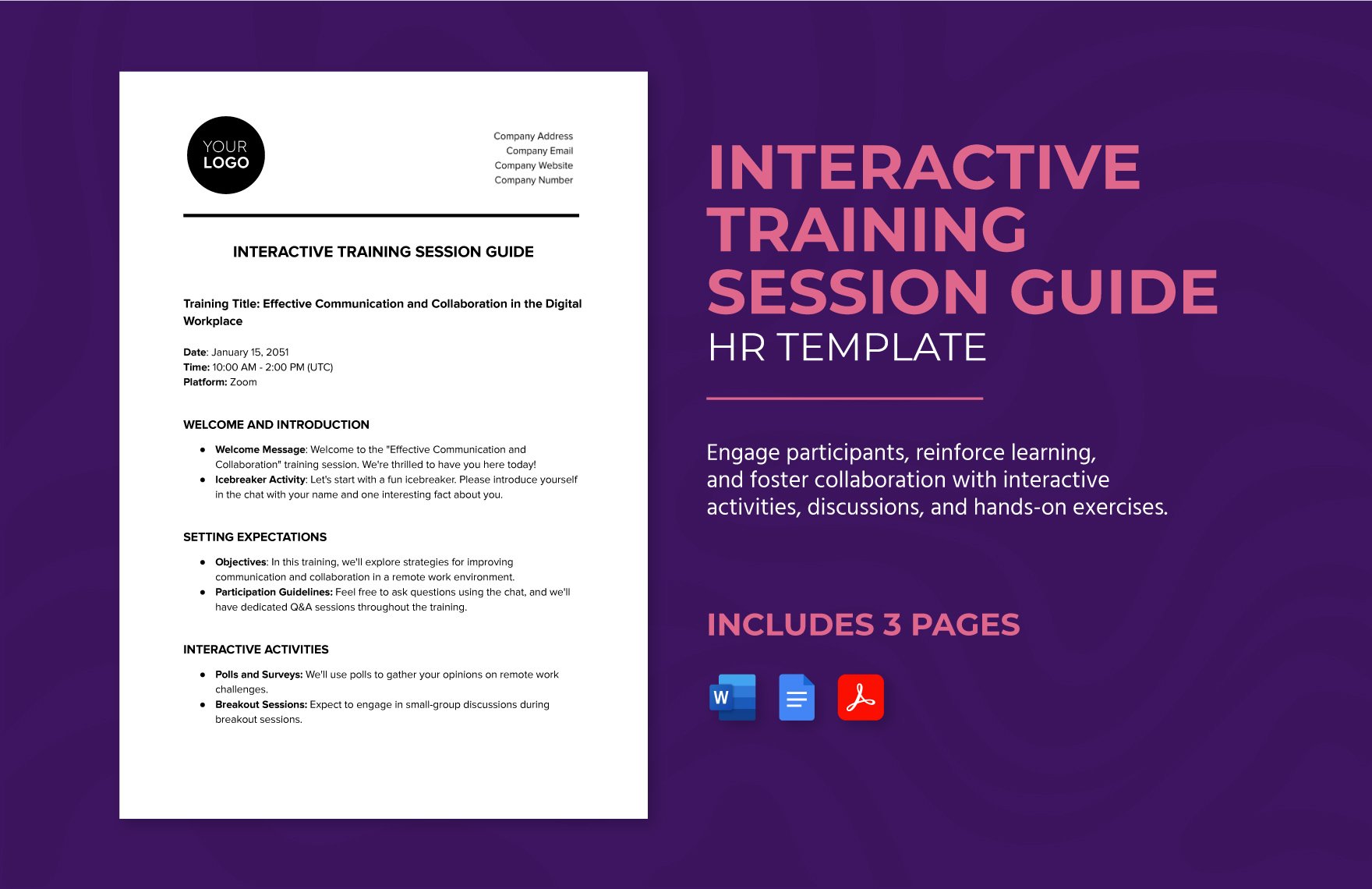 Interactive Training Session Guide HR Template