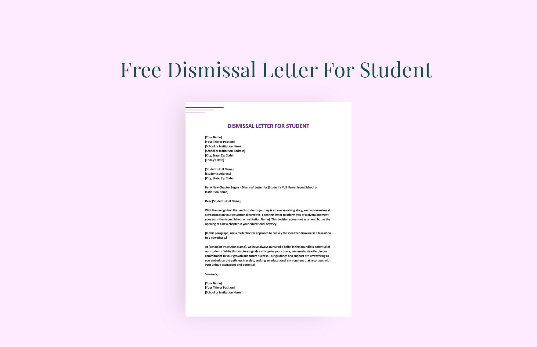 Dismissal Letter For Student