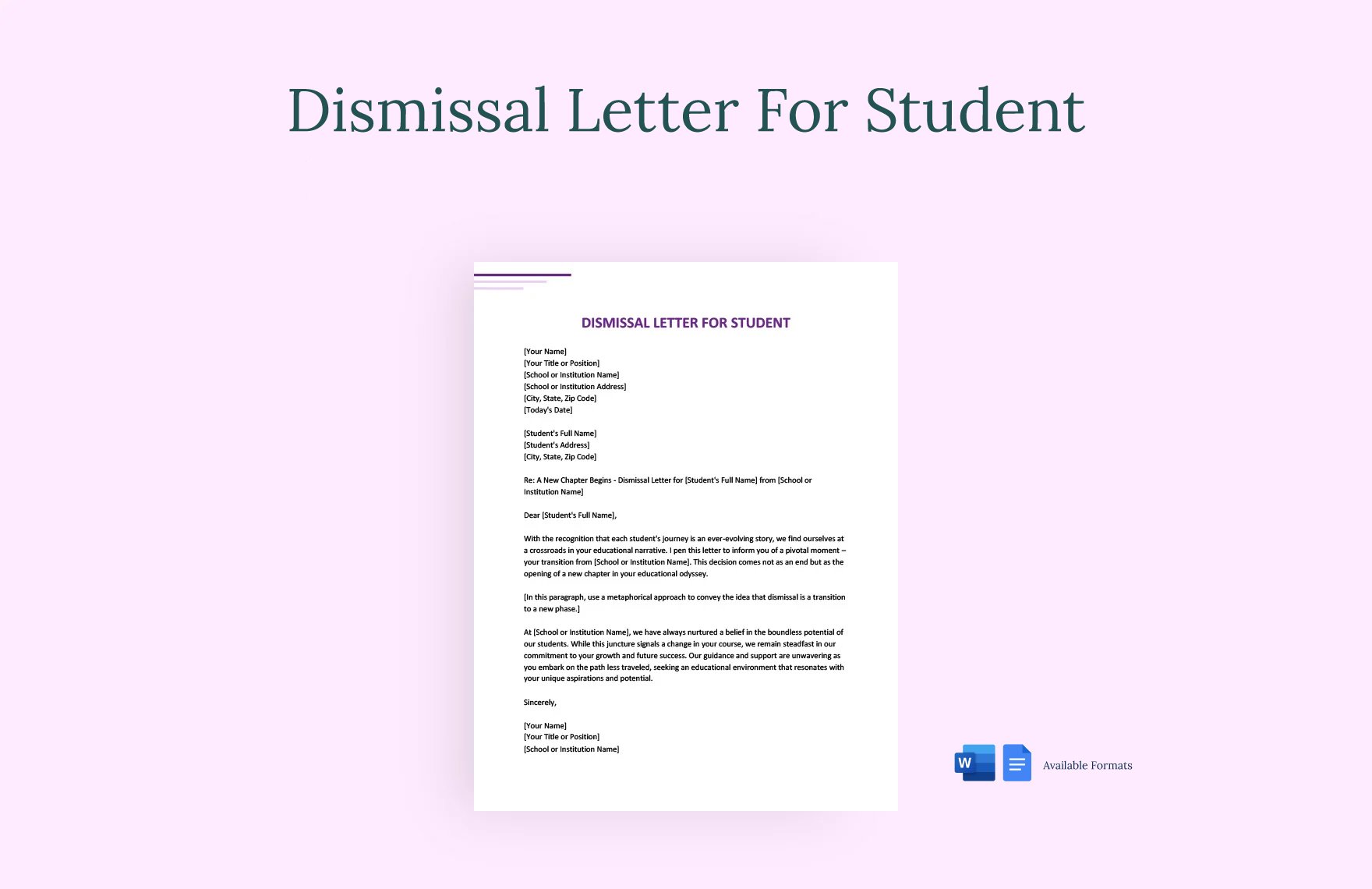 Dismissal Letter For Student in Word, Google Docs