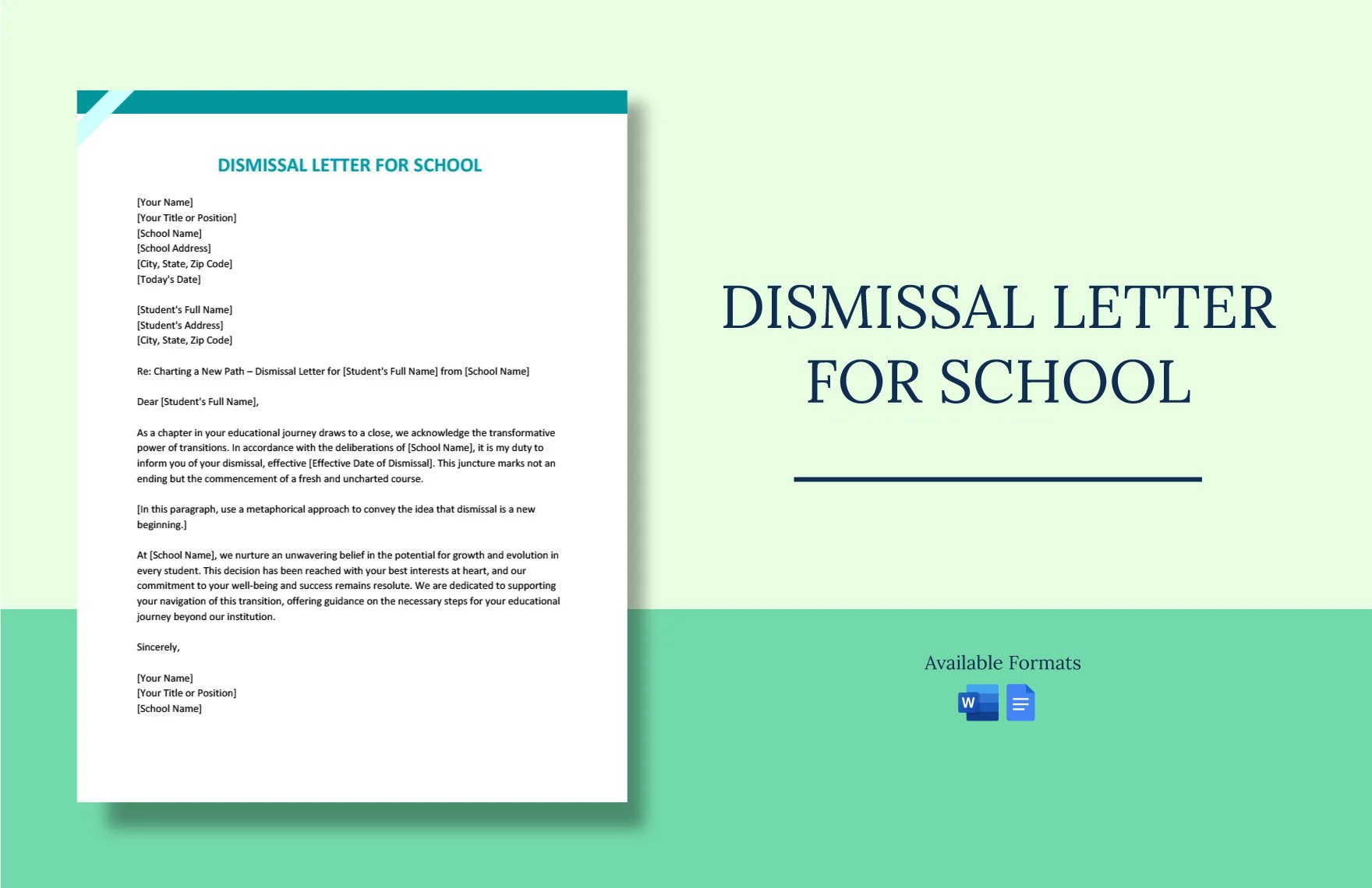 Dismissal Letter For School in Word, Google Docs