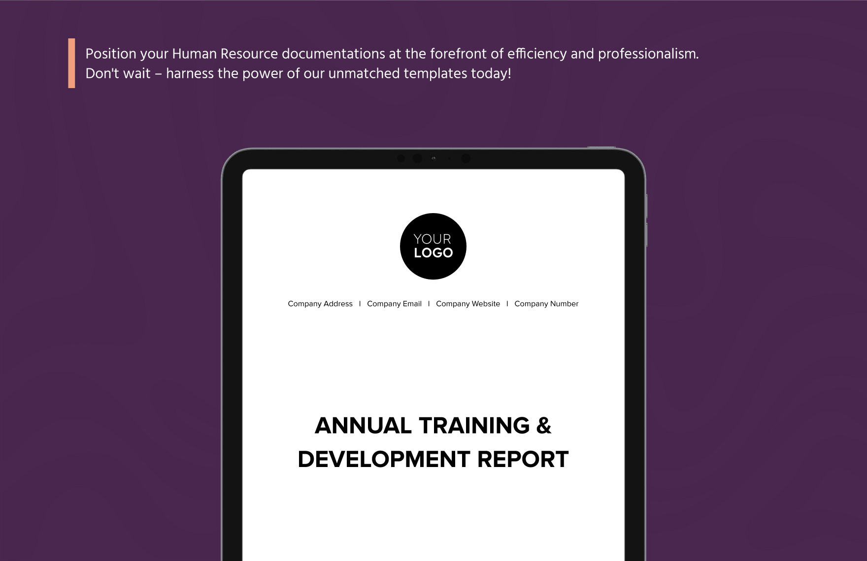Annual Training & Development Report HR Template