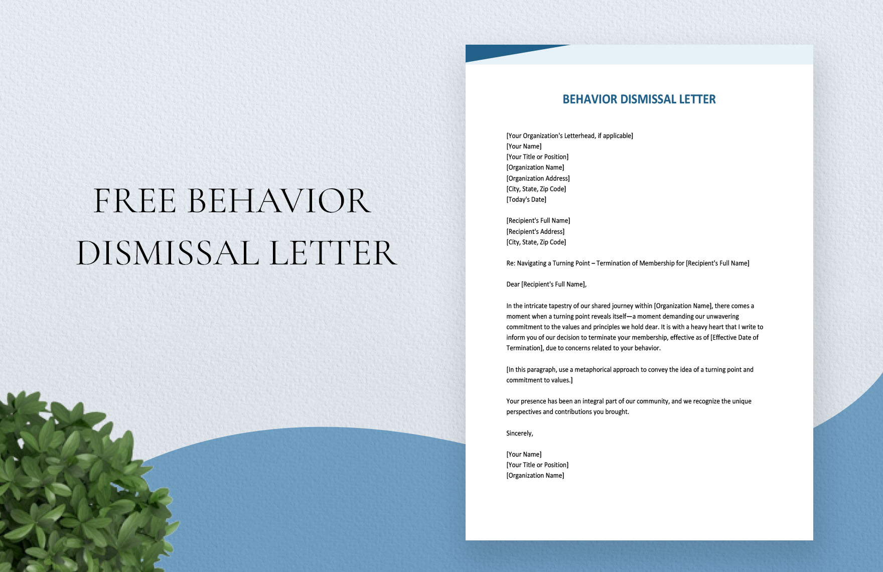 Behavior Dismissal Letter