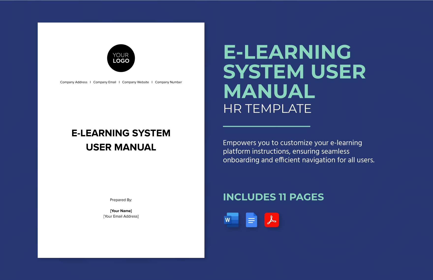 E-learning System User Manual HR Template in Word, Google Docs, PDF