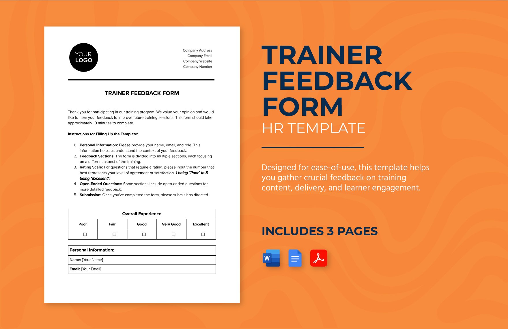 Training Feedback Form HR Template in Word, Google Docs, PDF