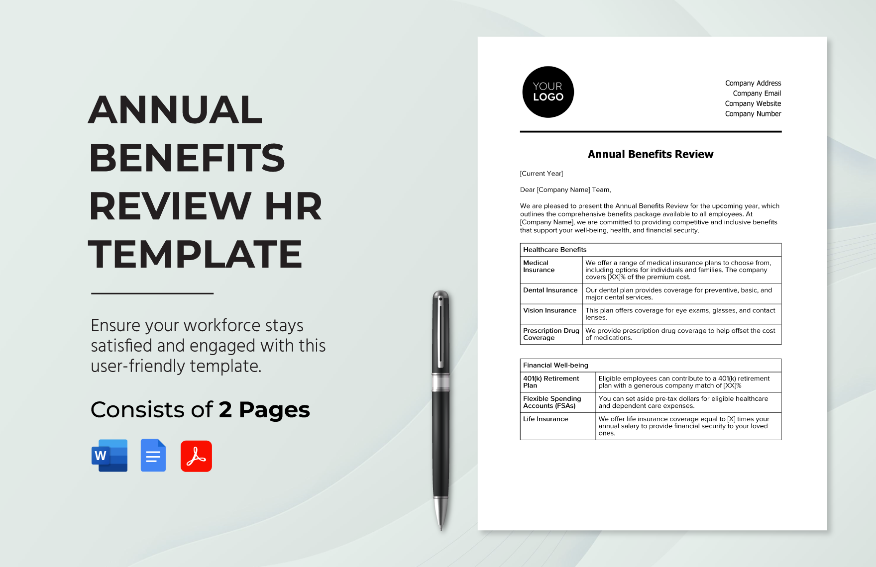 Annual Benefits Review HR Template
