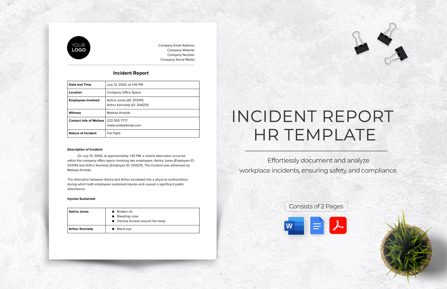 Incident Report HR Template in Word, PDF, Google Docs - Download | Template.net