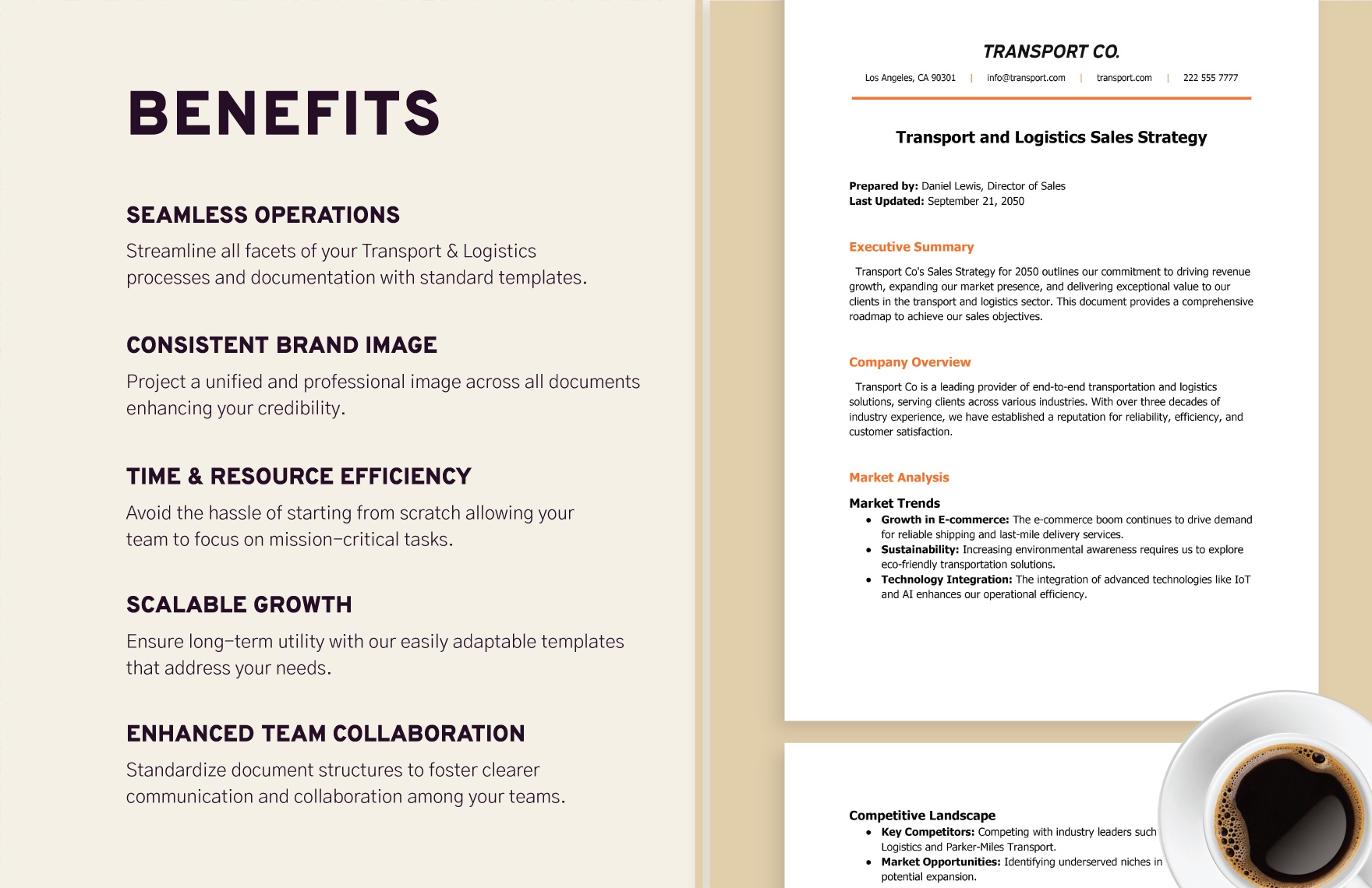 Transport and Logistics Sales Strategy Document Template