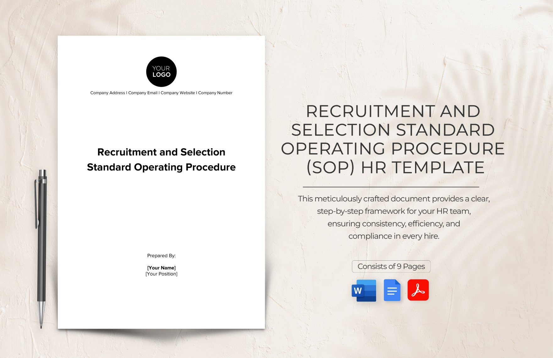 Recruitment and Selection Standard Operating Procedure (SOP) HR Template in Word, Google Docs, PDF