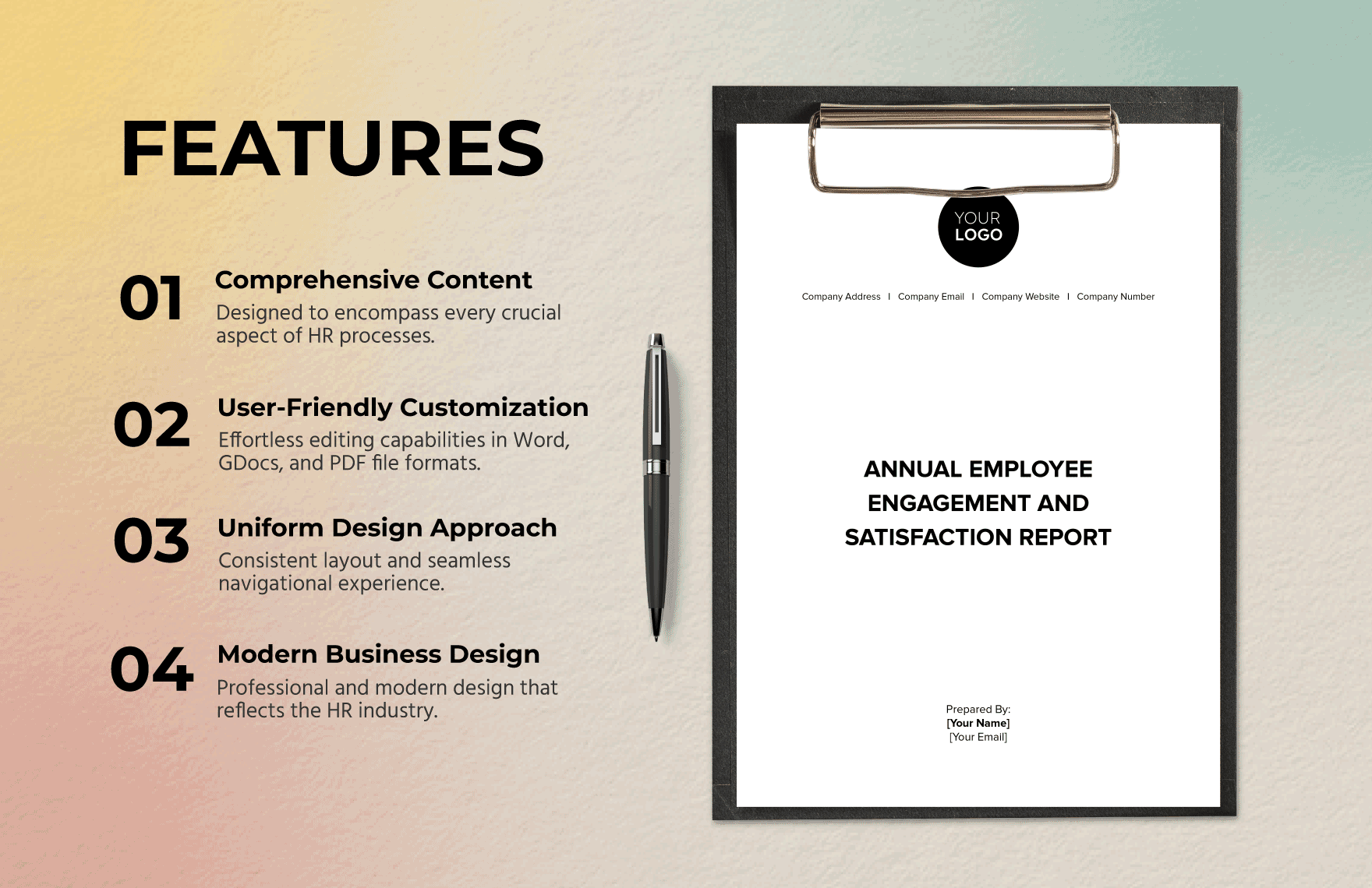 Annual Employee Engagement and Satisfaction Report HR Template