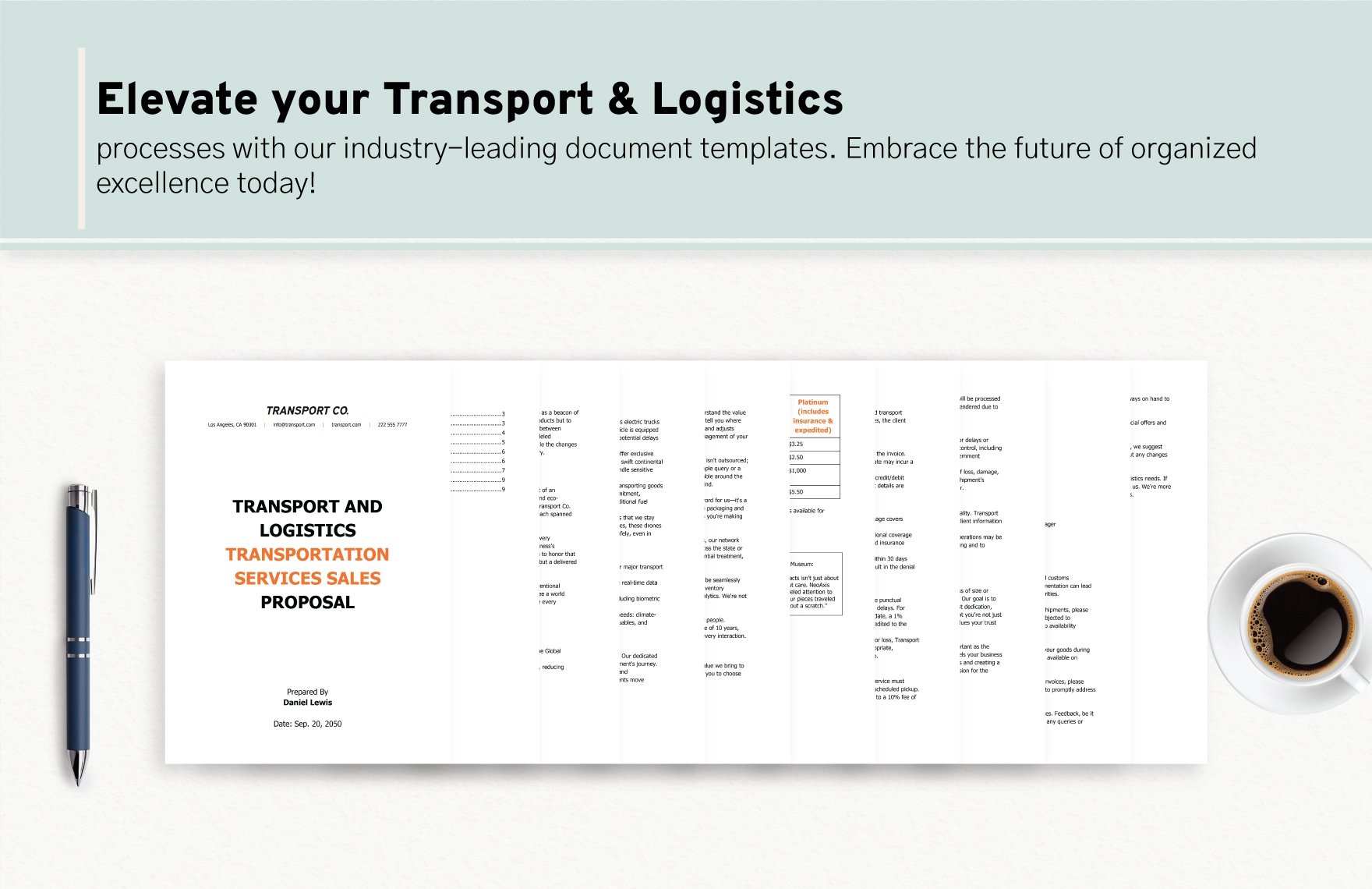 Transport and Logistics Transportation Services Sales Proposal Template