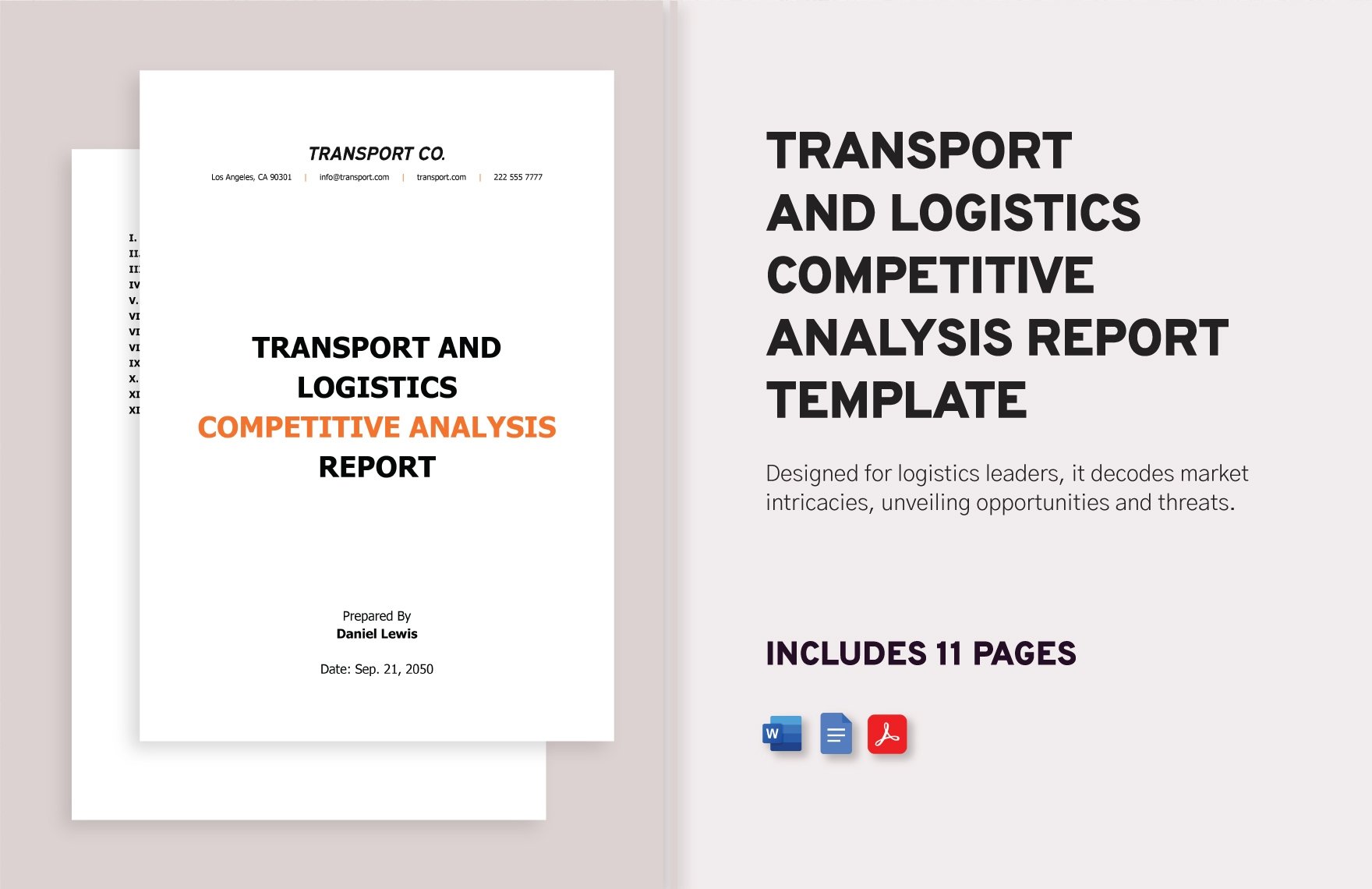 Transport and Logistics Competitive Analysis Report Template