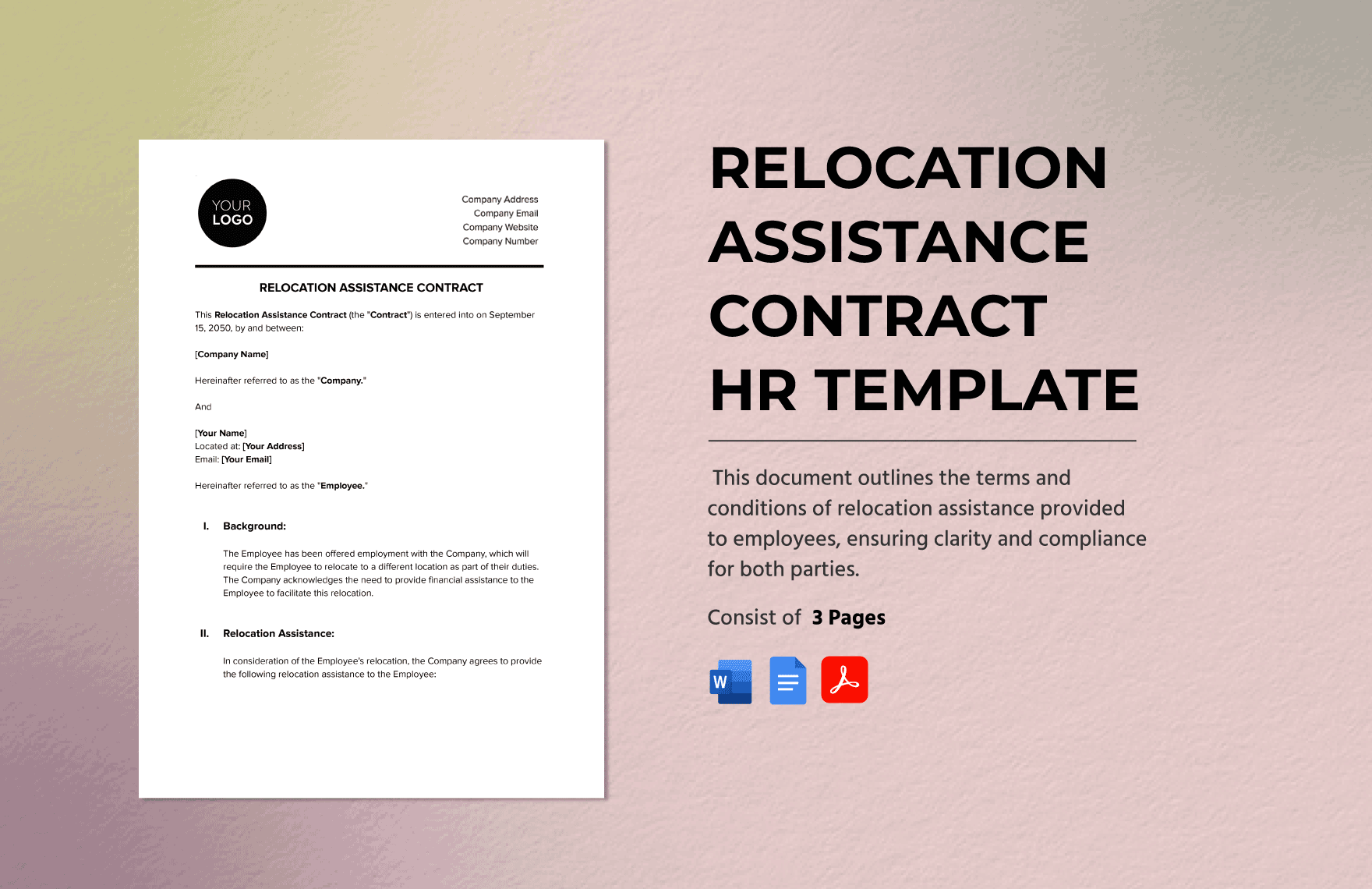Relocation Assistance Contract HR Template