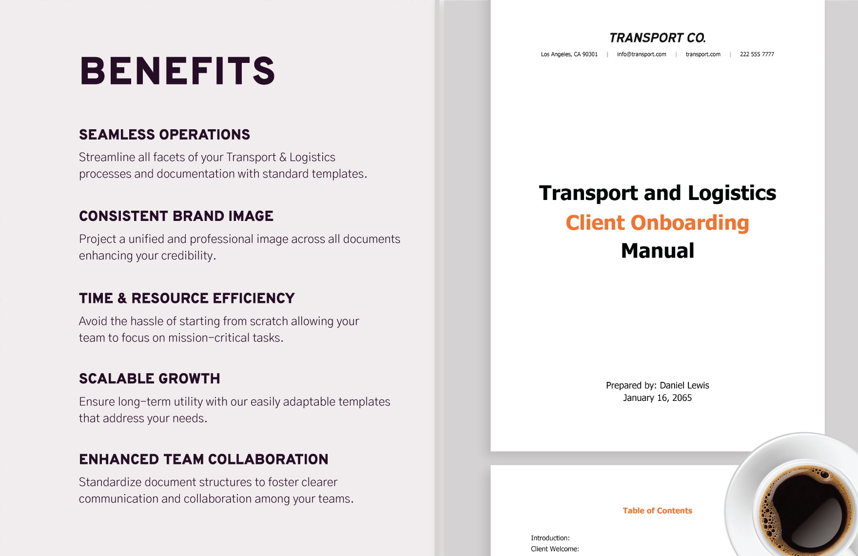 Transport and Logistics Client Onboarding Manual Template