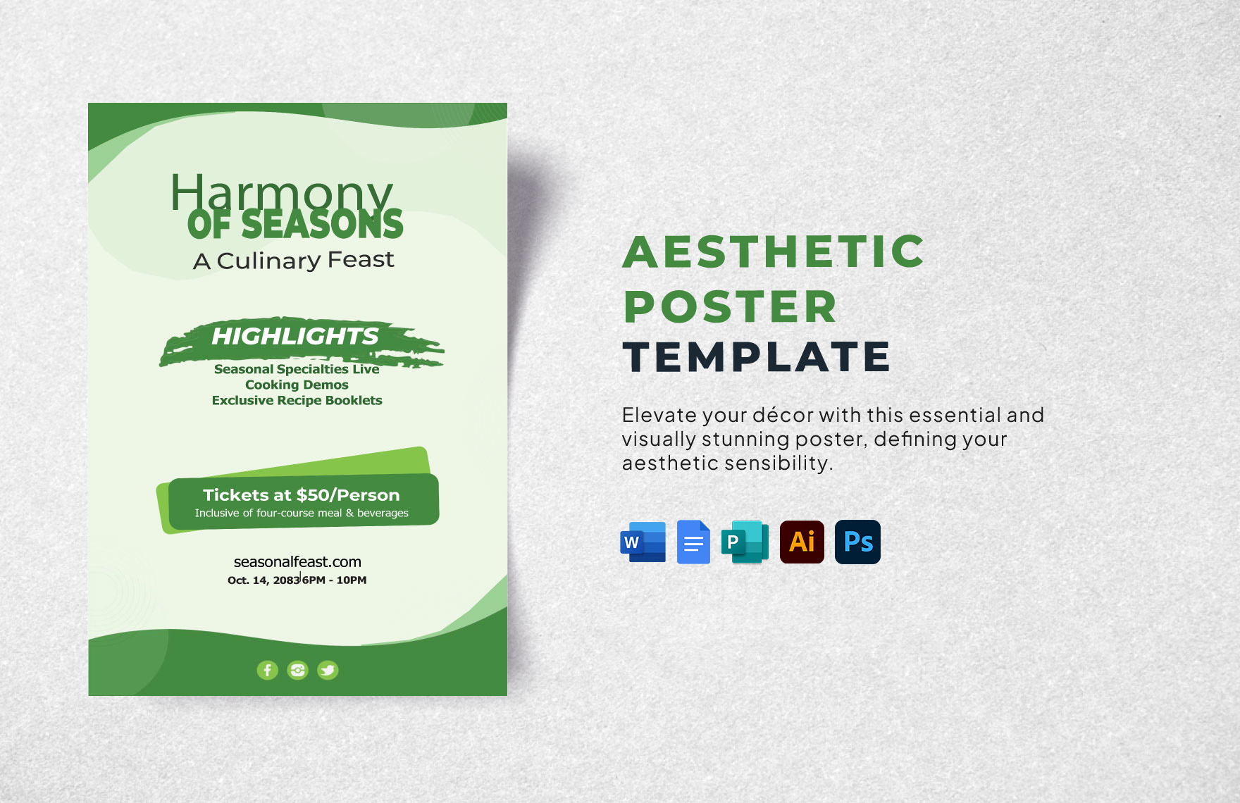 Free Aesthetic Poster Template in Word, Google Docs, Illustrator, PSD, Publisher