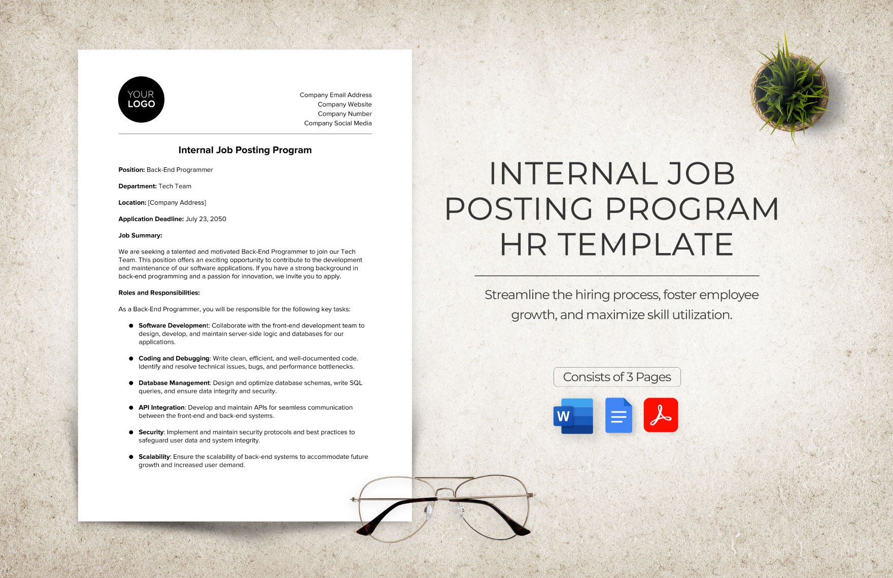 Internal Job Posting Program HR Template in Word, Google Docs, PDF