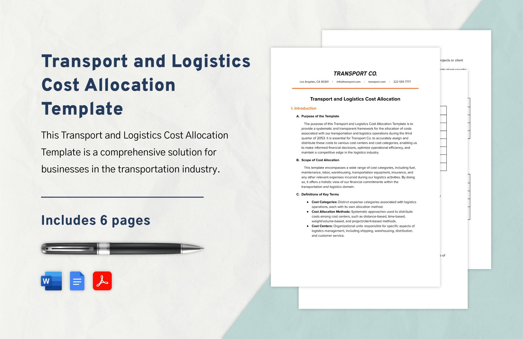 Transport and Logistics Cost Allocation Template
