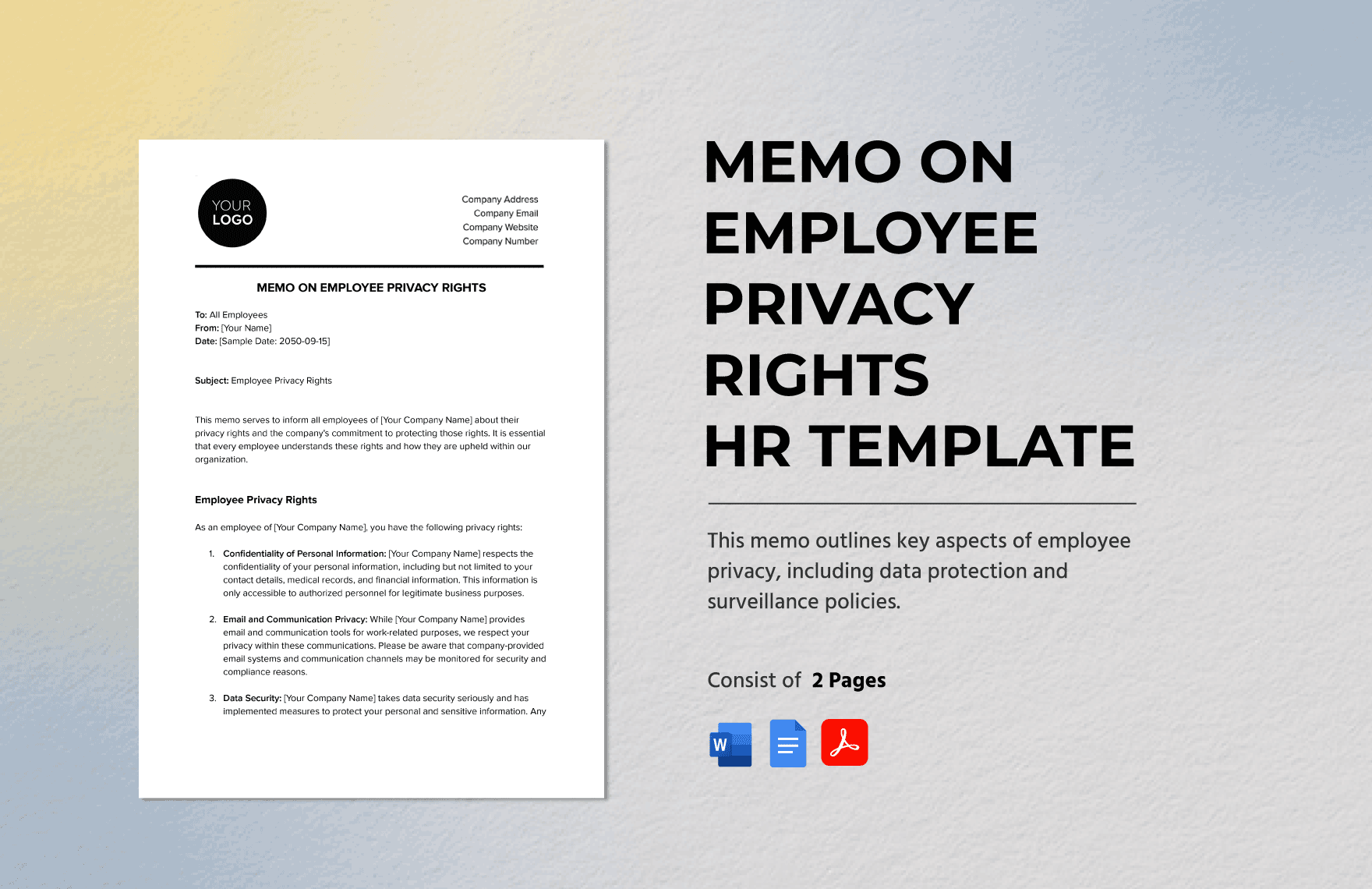 Memo on Employee Privacy Rights HR Template