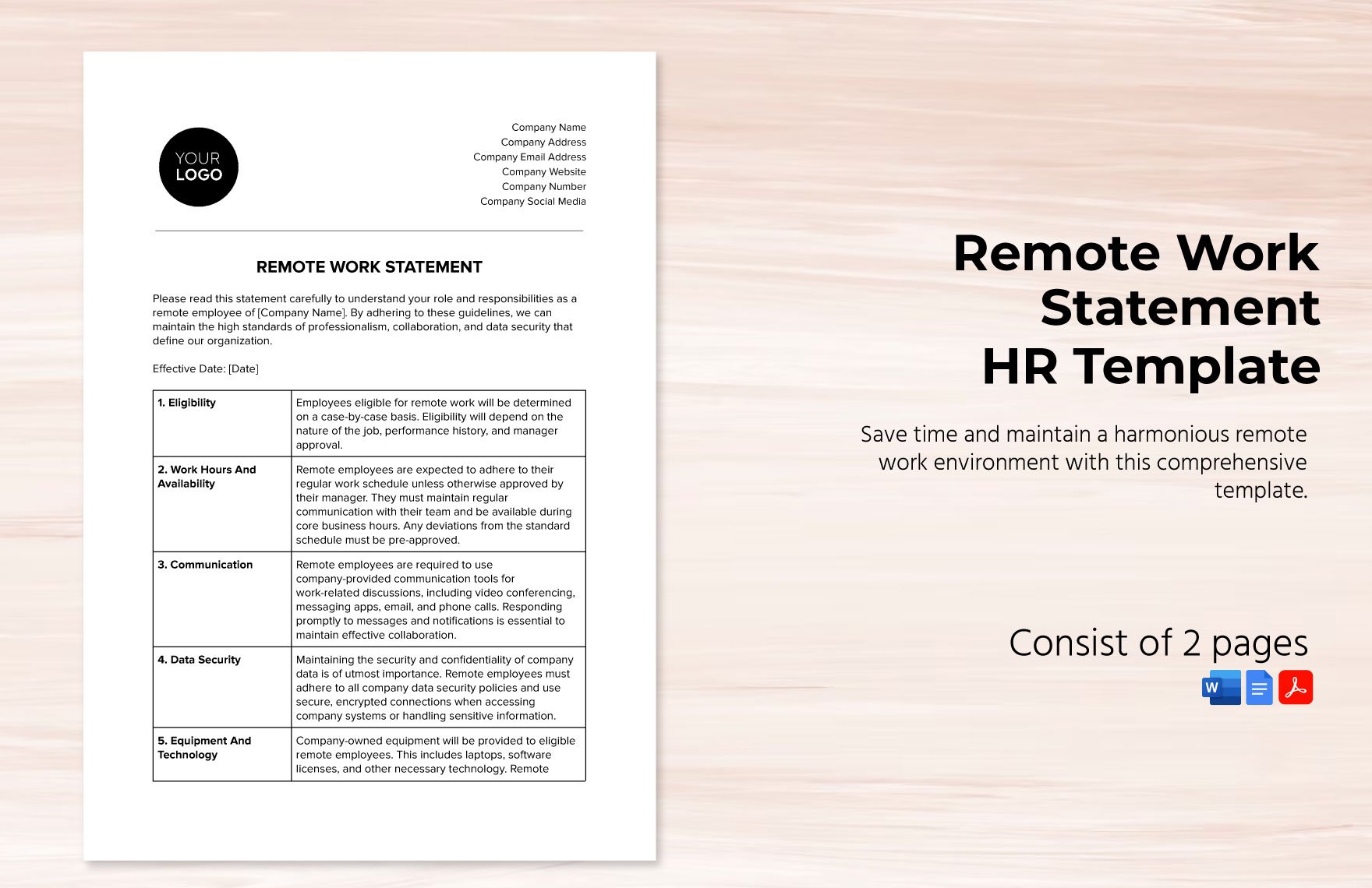 Remote Work Statement HR Template