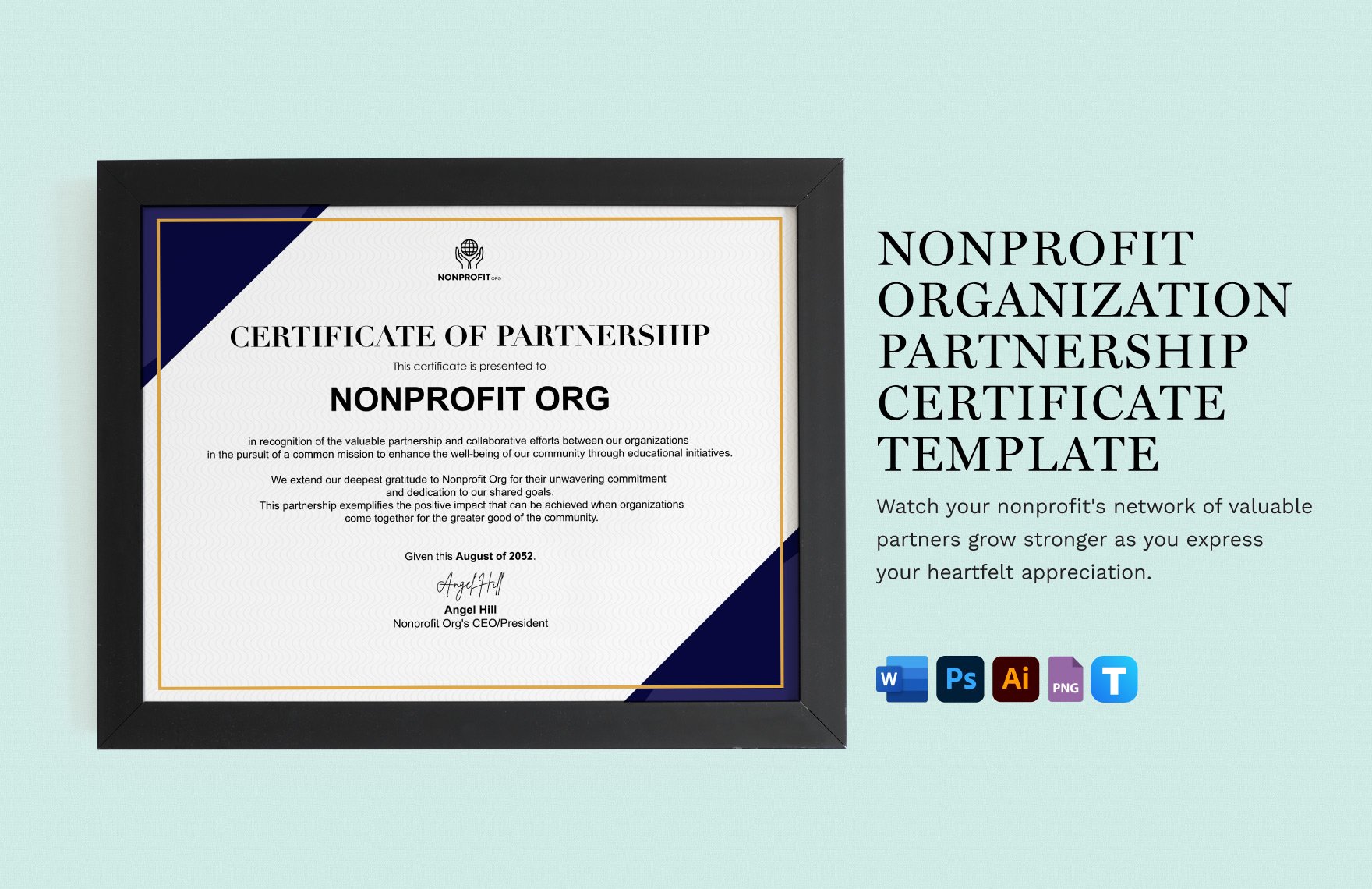 Nonprofit Organization Partnership Certificate Template