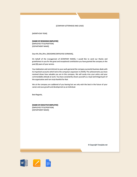 FREE Employee Resignation Letter to Manager Template - Word | Google ...