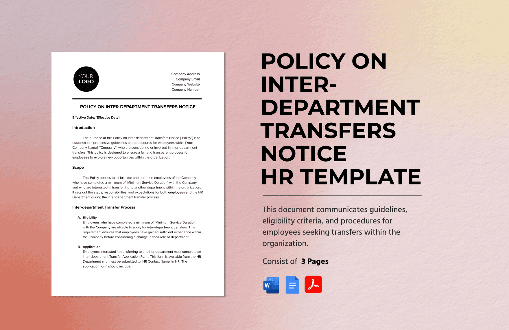 Policy on Inter-department Transfers Notice HR Template