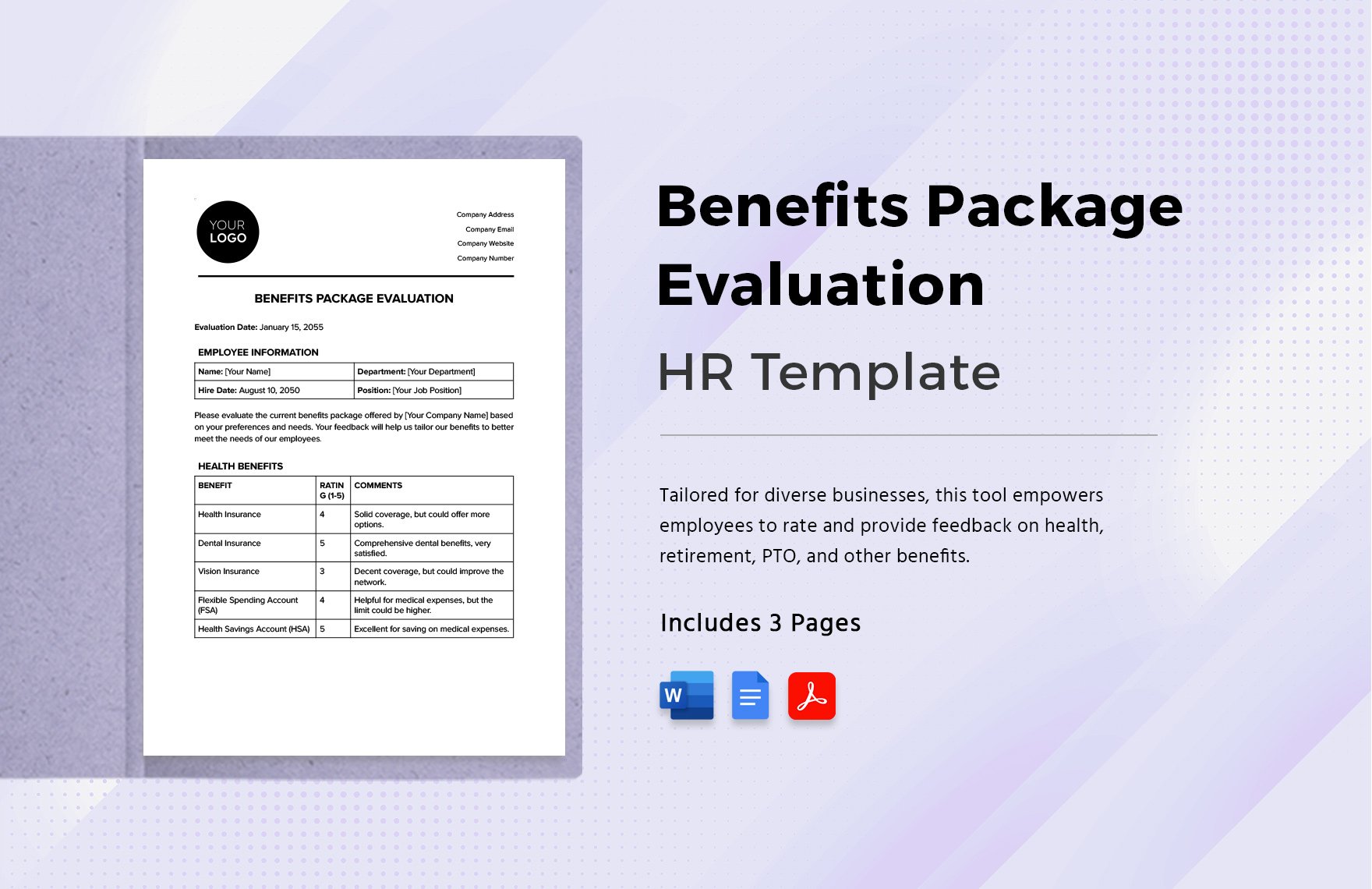 Benefits Package Evaluation HR Template