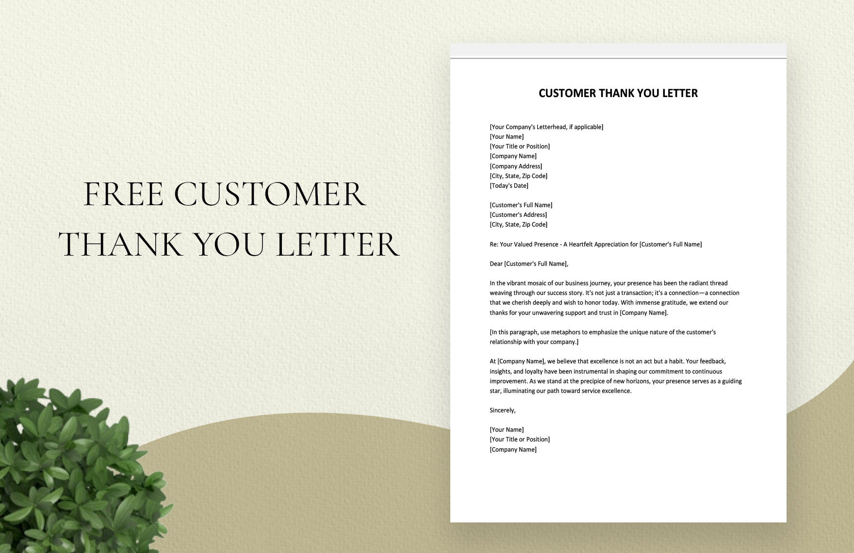 Free Customer Thank You Letter