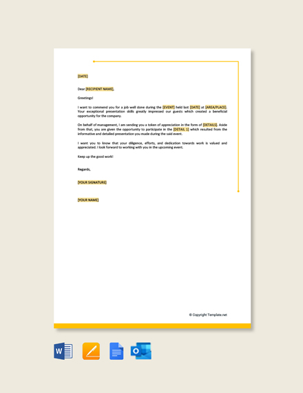 Free Thank You Letter to Employee For Job Well Done Template - Google ...