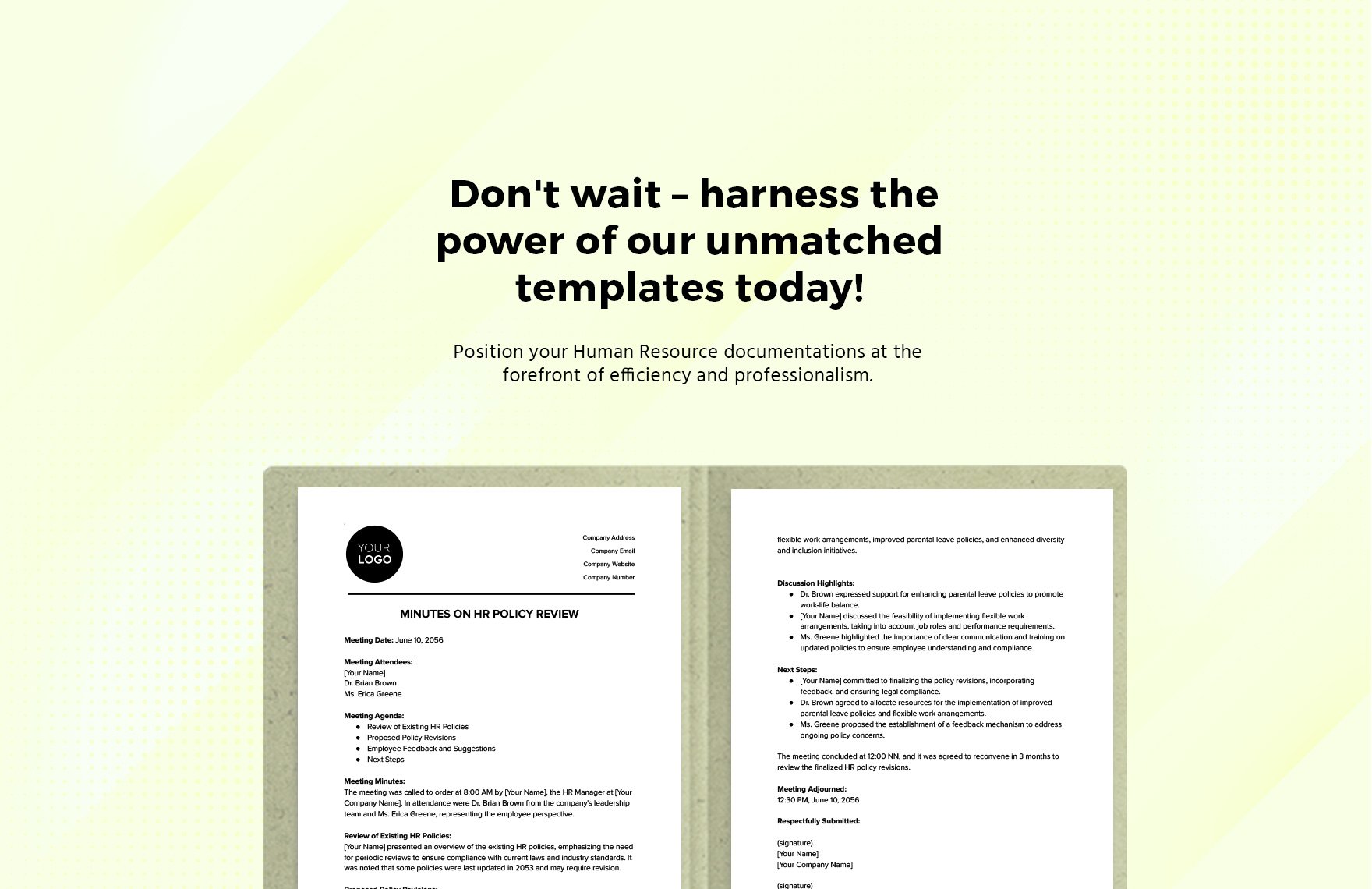 Minutes on Annual HR Policy Review Template