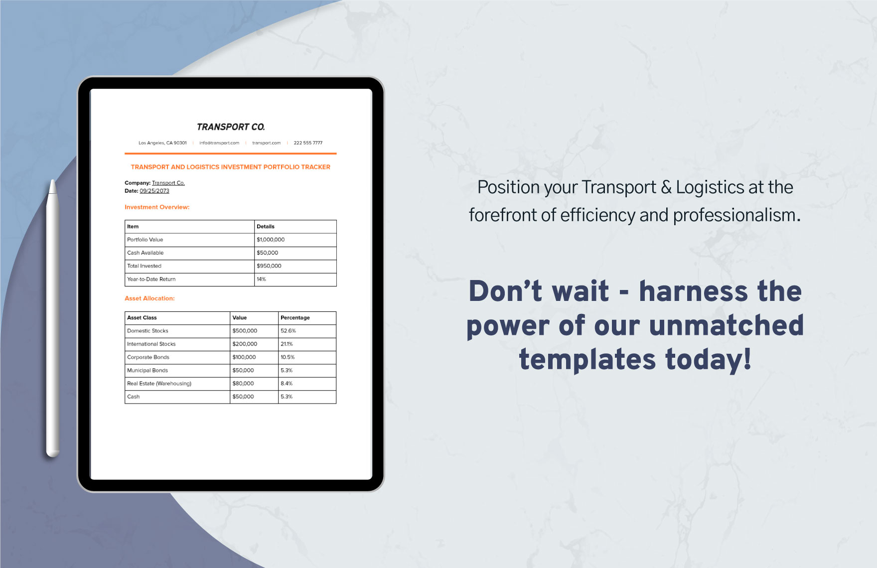 Transport and Logistics Investment Portfolio Tracker Template