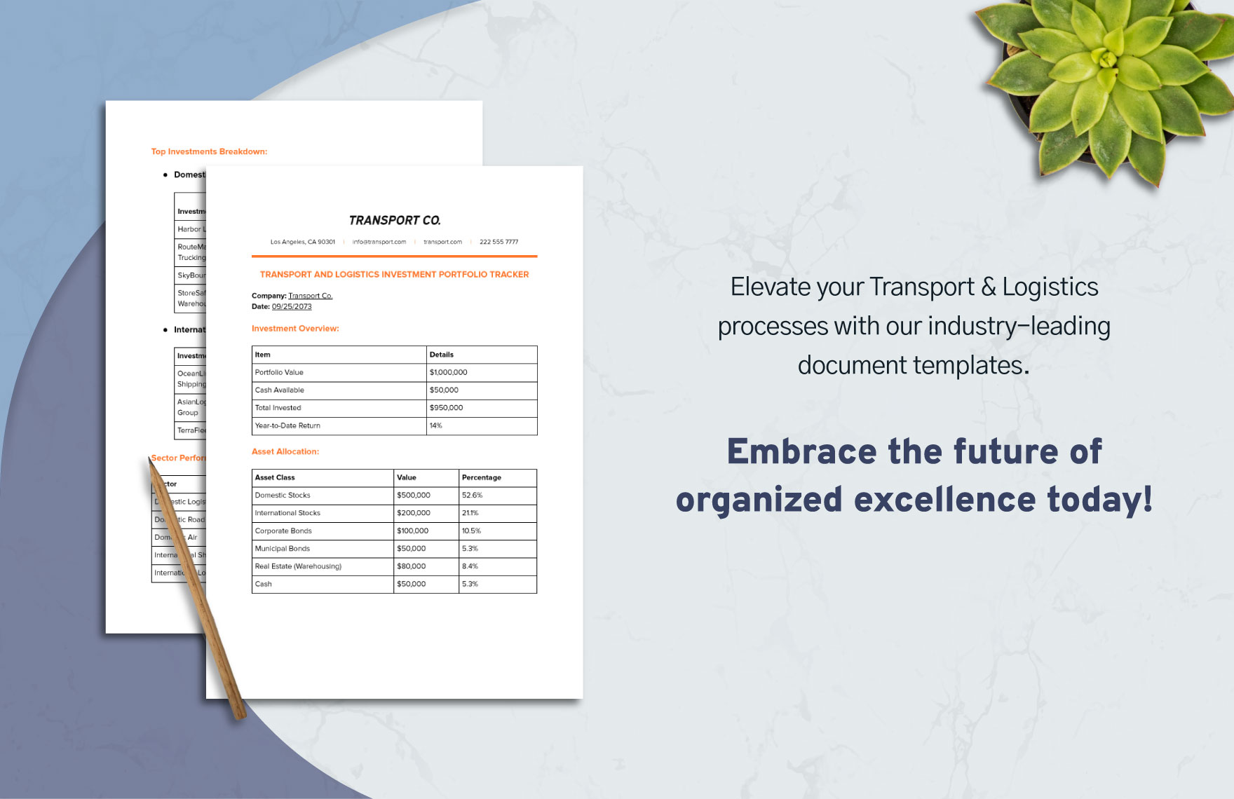 Transport and Logistics Investment Portfolio Tracker Template