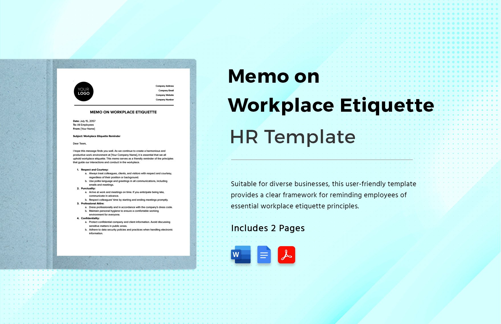 Memo on Workplace Etiquette HR Template
