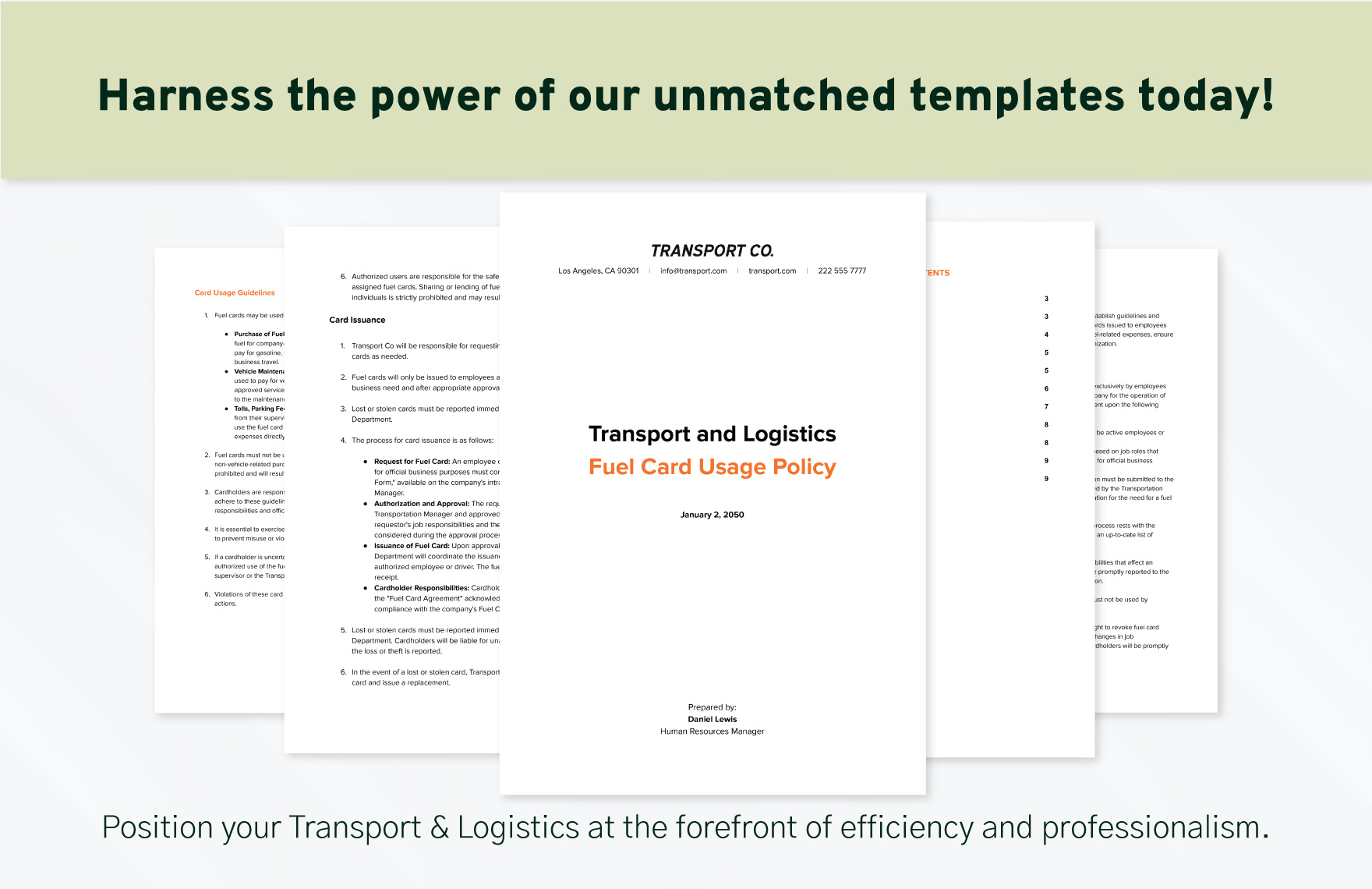 Transport and Logistics Fuel Card Usage Policy Template